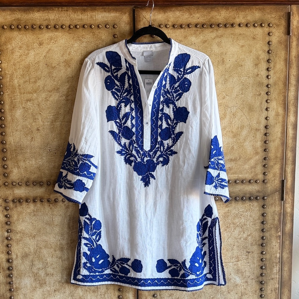 NWT Chico's Blue and White summer dress/ beach cover